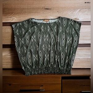 Ellen Tracy Blouse Ellen tracy green multicolors stamps top blouse size Large